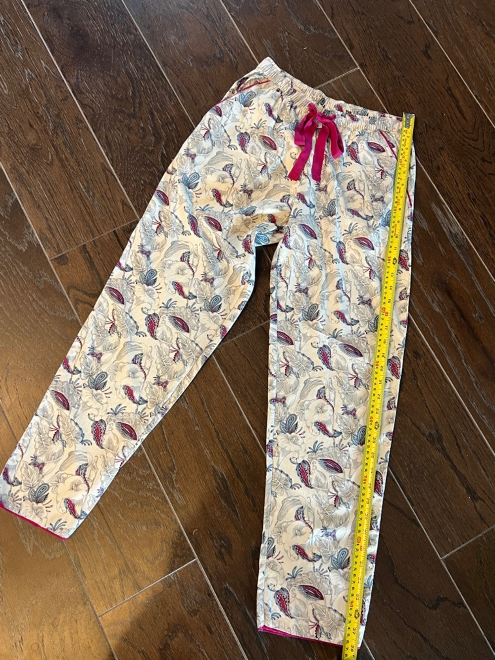 Cyberjammies Cream Floral Pajama Pants with Magenta Drawstring US Size 6 - Picture 8 of 9